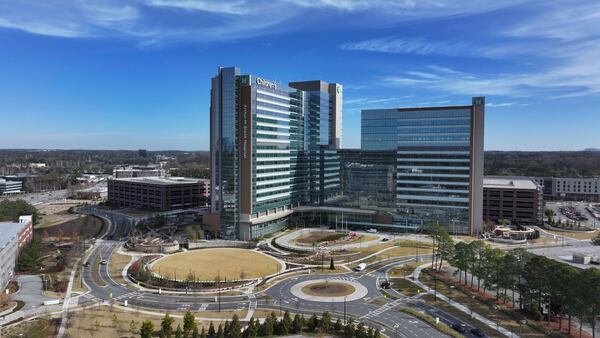 An aerial image shows the Children’s Healthcare of Atlanta Arthur M. Blank Hospital on Thursday, Dec. 11, 2025. Atlanta institutions like Children’s Healthcare of Atlanta might not exist today without the support of corporate philanthropists who took on a cause and donated millions to make it happen. (Miguel Martinez/ AJC)