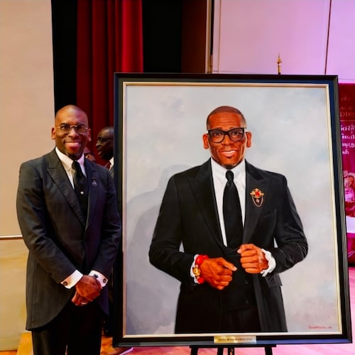 Morehouse College unveiled the portrait of eight distinguished alums, including Rev. Dr. Jamal-Harrison Bryant, at the Martin Luther King Jr. International Chapel, on Oct. 16, 2025.