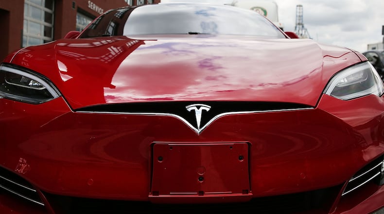 A Tesla model S similar to the one that Congressman Thomas Massie (R-Ky.) is using to run his already off the grid home in Kentucky (Photo by Spencer Platt/Getty Images)