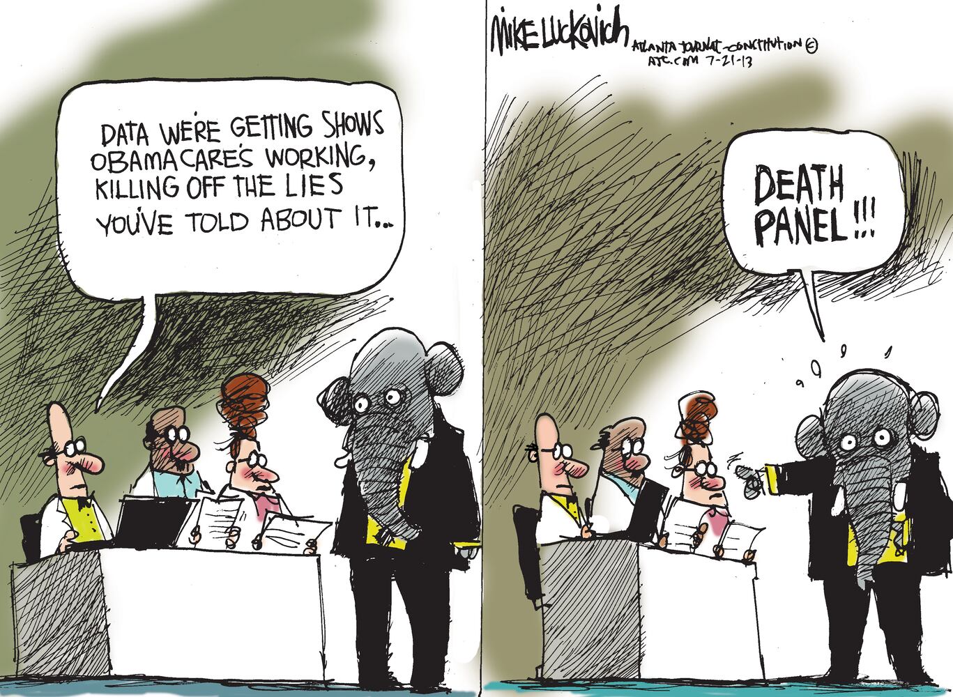 7/21 Luckovich cartoon: Death panel