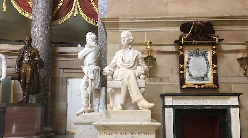 Georgia's statue of Alexander Hamilton Stephens, who served as the vice president of the Confederacy, resides in Statuary Hall inside the U.S. Capitol. Courtesy