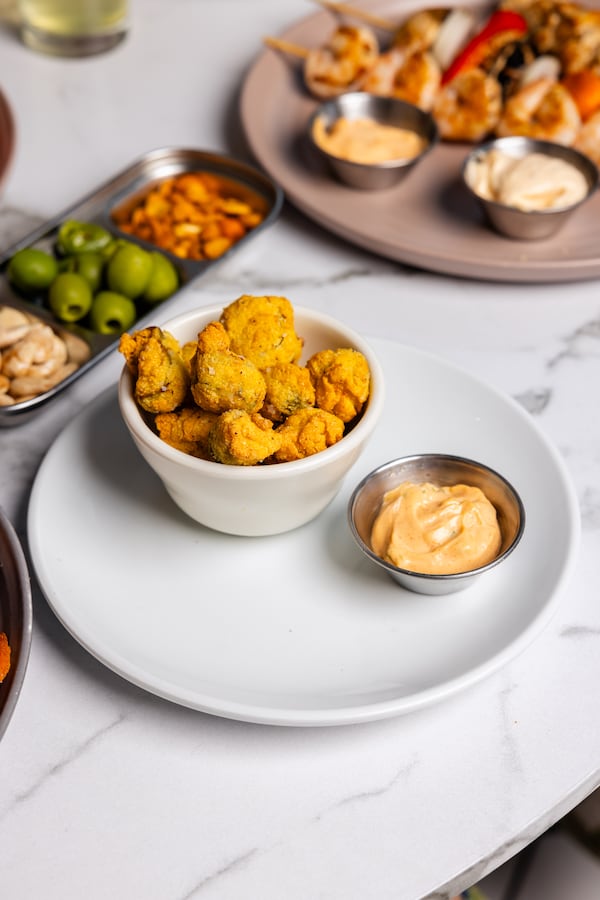 Side Saddle Wine Saloon offers such small plates as fried okra. (Rebecca Carmen/Courtesy of Side Saddle Wine Saloon)