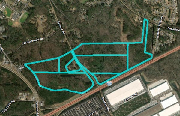 This is the site of a planned industrial park by KMT Partners in South Fulton. It is slated to include three buildings and span about 1.6 million square feet of warehouse space. (Courtesy of the city of South Fulton)