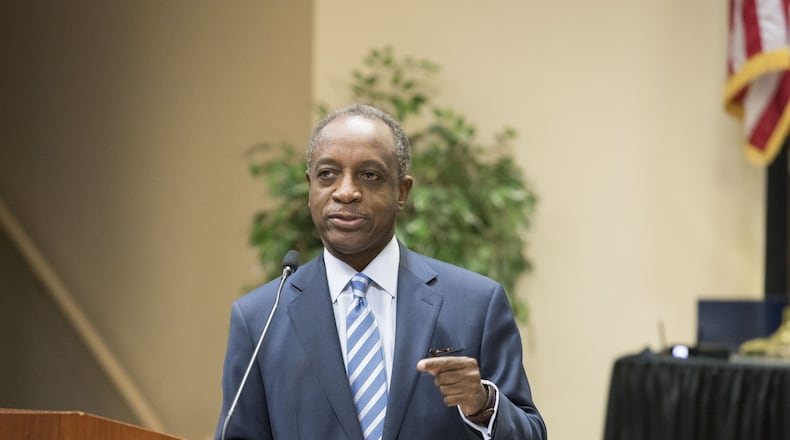 DeKalb County CEO Michael Thurmond speaks during a DeKalb County Board of Commissioners meeting in March. ALYSSA POINTER/ALYSSA.POINTER@AJC.COM