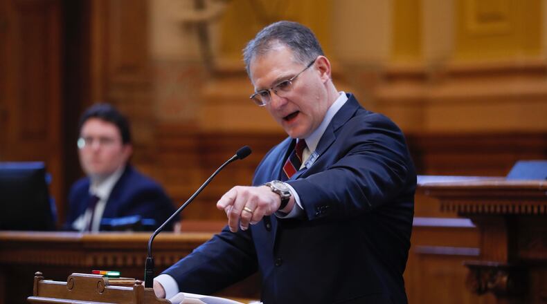 Sen. William Ligon speaks from the Senate floor. Bob Andres / bandres@ajc.com