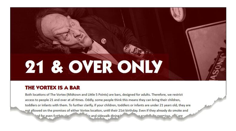 Detail of the house rules at the Vortex.