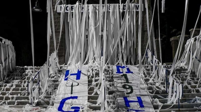 The toilet paper tradition of Marietta High rolls on with the class of 2019.