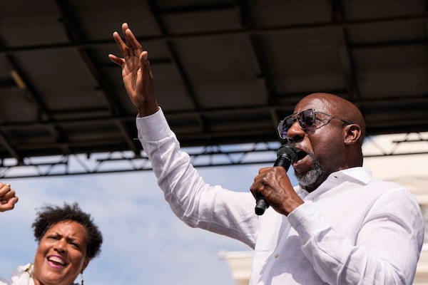 U.S. Sen. Raphael Warnock, D-Ga., speaks during a voting rights rally in Montgomery, Ala., back in May. (Mike Stewart/AP)