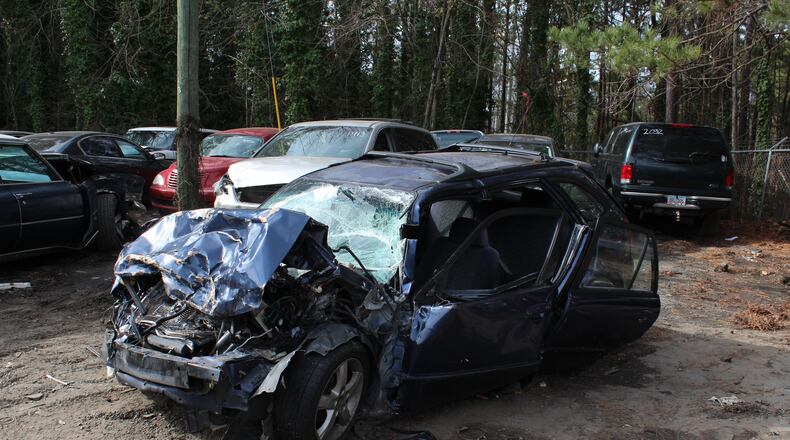 The man was driving a blue Mazda Protege when another driver crossed into oncoming traffic and hit him head-on, according to Gwinnett County police.
