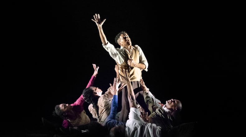 The dancers of Alvin Ailey American Dance Theatre perform in Rennie Harris Lazarus. Photo: Paul Kolnik