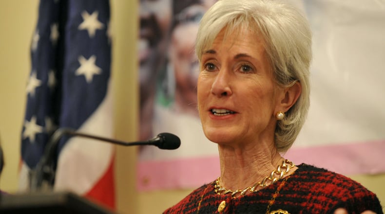 Health and Human Services Secretary Kathleen Sebelius answers questions while promoting the federal Health Insurance Marketplace at the Center for Black Women's Wellness in Atlanta Monday, March 10, 2014.