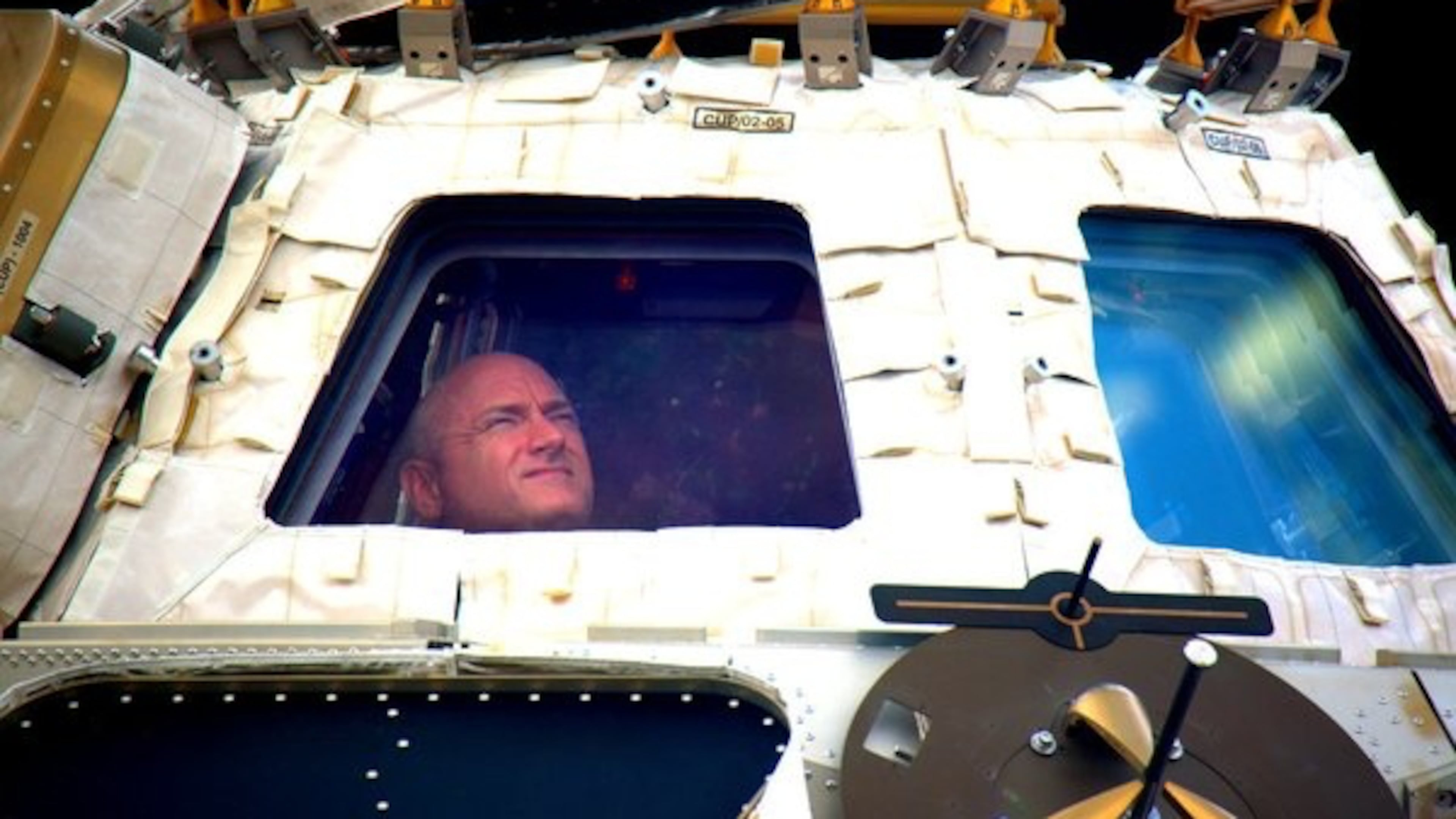 FILE - In this undated photo provided by NASA on Tuesday, March 1, 2016, astronaut Scott Kelly looks out the cupola of the International Space Station. (NASA via AP, File)
