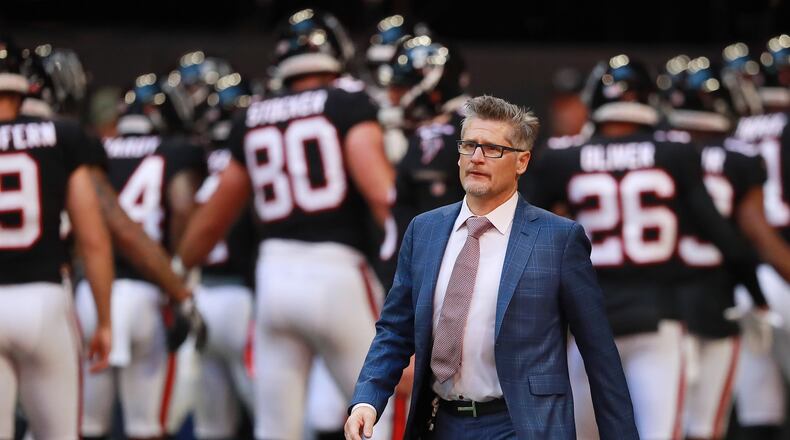 Falcons GM Thomas Dimitroff, back during the 2019 season, when it was safe to leave his house.  (Curtis Compton/ccompton@ajc.com)