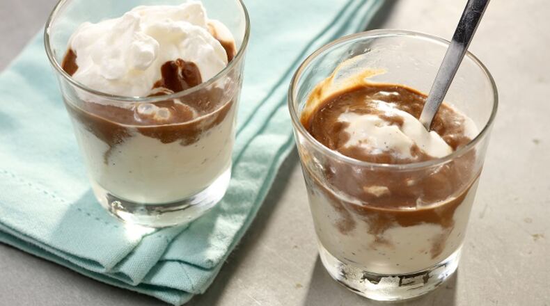 Coffee and milk chocolate combine for a custard to pour over plain vanilla ice cream. (Food styling by Joan Moravek.)  (Michael Tercha/Chicago Tribune/TNS)