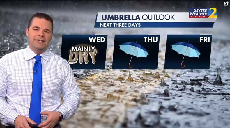 Channel 2 Action News meteorologist Brian Monahan said Wednesday should be mainly dry, despite an early 20% chance of a shower.