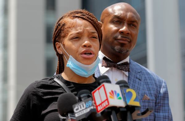Secoriea Turner’s mother Charmaine Turner speaks during a press conference at the Fulton County Courthouse on Tuesday, Aug. 10, 2021. The conference followed a meeting between the parents of 8-year-old Secoriea Turner, killed during protests over the death of Rayshard Brooks, and Fulton County District Attorney Fani Willis. Secoriea Turner’s parents and their attorneys spoke. (Christine Tannous / christine.tannous@ajc.com)