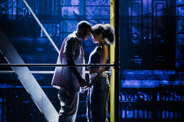 Atlanta-raised actor JonAvery Worrell plays Knuck (left) in the national touring production of "Hell's Kitchen." Knuck is the teenage love interest of Alicia Keys' character Ali (Maya Drake, right). (Courtesy of Marc J. Franklin)