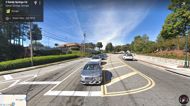 Sandy Springs Circle from Hammond Drive to Mount Vernon Highway in Sandy Springs will get $2.5 million in streetscape improvements under a contract approved by the City Council. GOOGLE MAPS