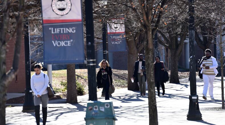 Students make their way to their classes at Clark Atlanta University on Jan. 24, 2017. HYOSUB SHIN / HSHIN@AJC.COM