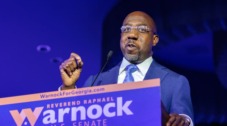 U.S. Sen. Raphael Warnock is holding a news conference today on voting rights. (Arvin Temkar / arvin.temkar@ajc.com)