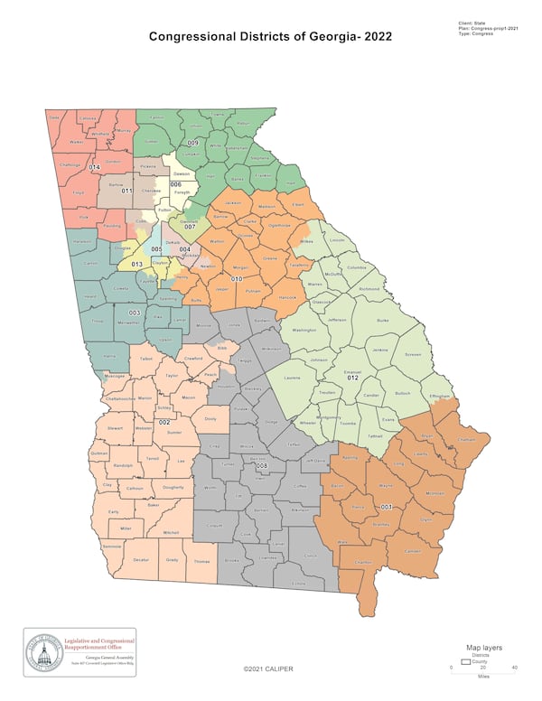 Georgia Congressional Districts for 2022