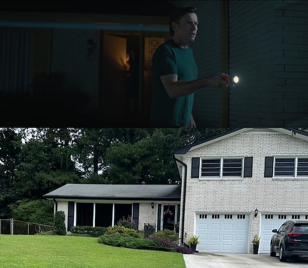 The Platt home featuring Ewan McGregor (above) was on Wisteria Lane in Wisteria Gardens in Southwest Atlanta in the film "The End of Oak Street" out Aug. 14, 2026. (Credit: Top, Courtesy of Warner Brothers, bottom, Rodney Ho/AJC)