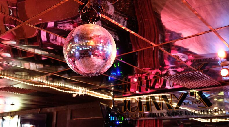 The disco ball over the Johnny's Hideaway dance floor. COURTESY OF JOHNNY'S HIDEAWAY.