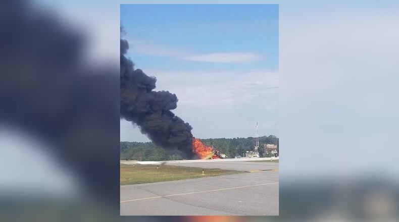 A photo sent in by a viewer showed the small plane up in flames.