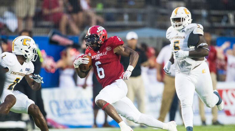 No. 5 Jacksonville State defeated No. 12 Chattanooga in the inaugural Guardian Credit Union Kickoff Classic in Montgomery, Ala., on Aug. 26, 2017. (Matt Reynolds/JSU Athletics)