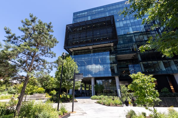 A view of the building that houses software firm OneTrust's new global headquarters in Atlanta on Thursday, May 22, 2025. (Arvin Temkar/AJC)