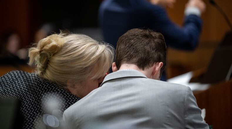 Defense attorney Kathryn Nester, left, talks to Tyler Robinson during a preliminary hearing in Fourth District Court for Robinson, who is accused of fatally shooting Charlie Kirk, in Provo, Utah, on Tuesday, July 7, 2026. (Trent Nelson/The Salt Lake Tribune via AP, Pool)