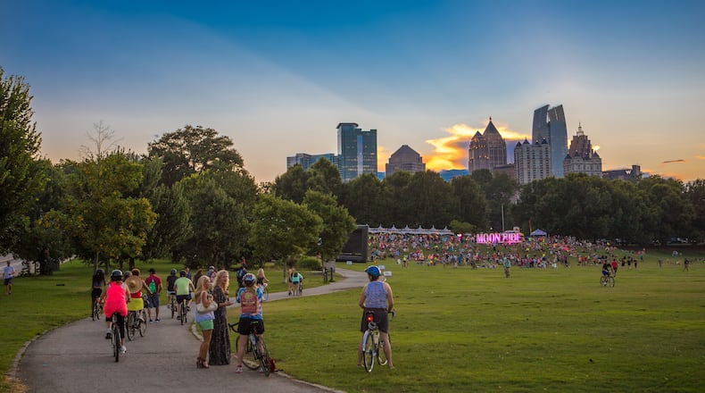 Moonride is an Alanta Beltline event that begins at Piedmont Park in Midtown Atlanta, for the Events chapter of the Atlanta BeltLine Book 083015