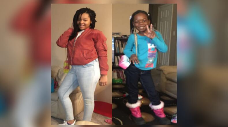 Eleven-year-old Xavyonia Shelley (left) and her sister Dahari Collier, 7, left their Riverdale home through a window Monday afternoon. They returned home safely.