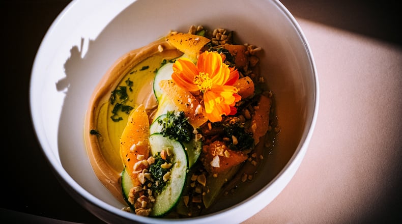 A dish of zephyr squash at Commune in Avondale Estates looked and tasted like something that would be served in a more expensive restaurant. Courtesy of Kevin Brown