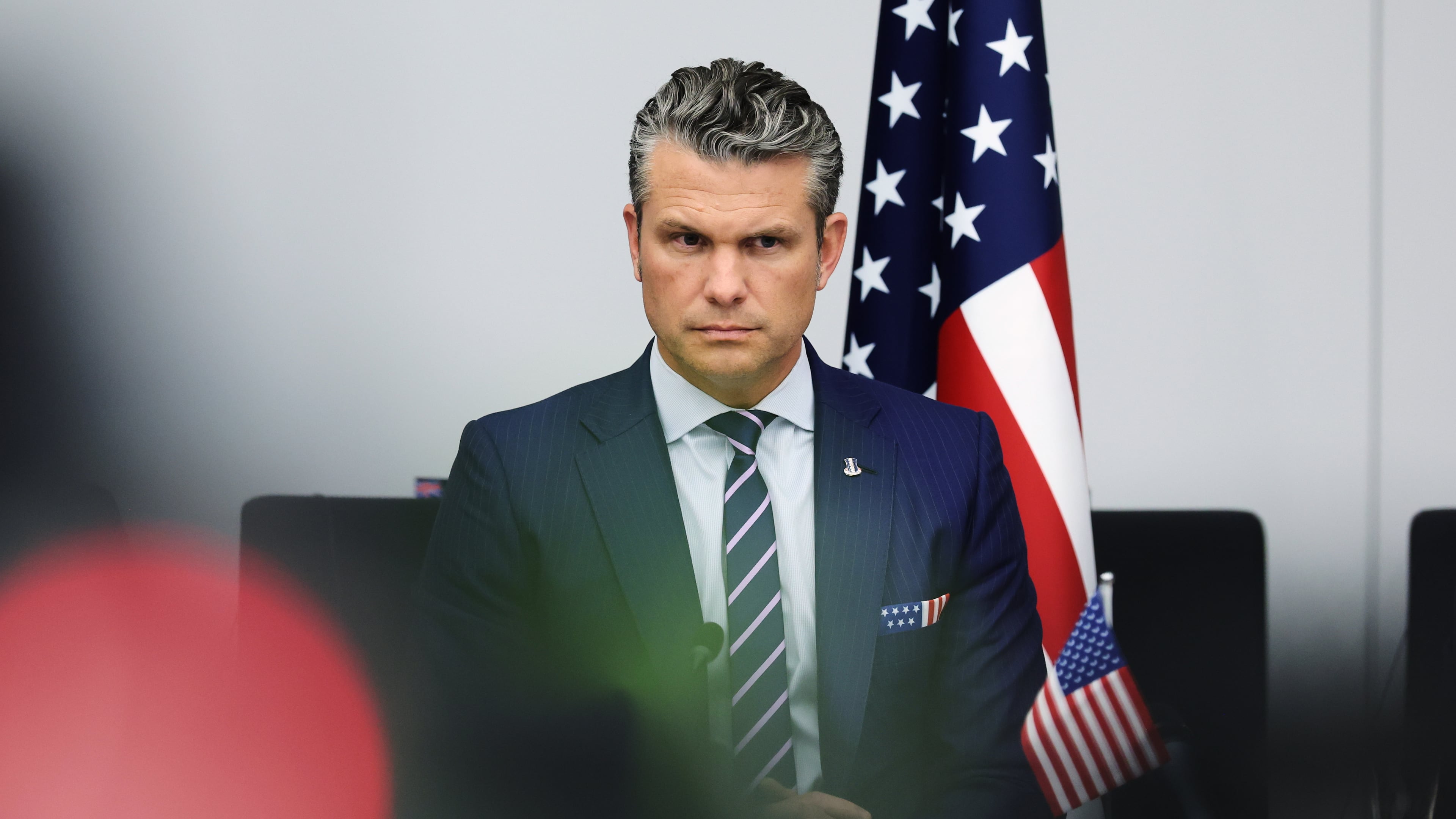 United States Defense Secretary Pete Hegseth addresses a meeting of the Ukraine Defense Contact Group at NATO headquarters in Brussels, Wednesday, Oct. 15, 2025 (AP Photo/Omar Havana)
