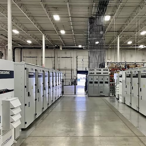 Electrical equipment and components manufactured by Socomec Group, which announced a Suwanee facility in November 2025. (Handout)