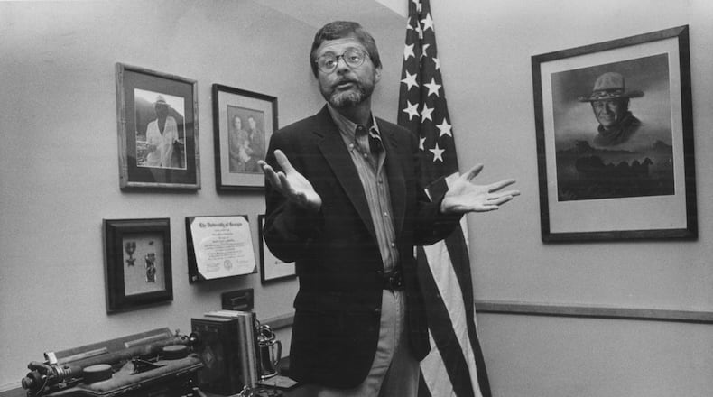 Lewis Grizzard in a corner of his office circa 1980s. (AJC file photo)