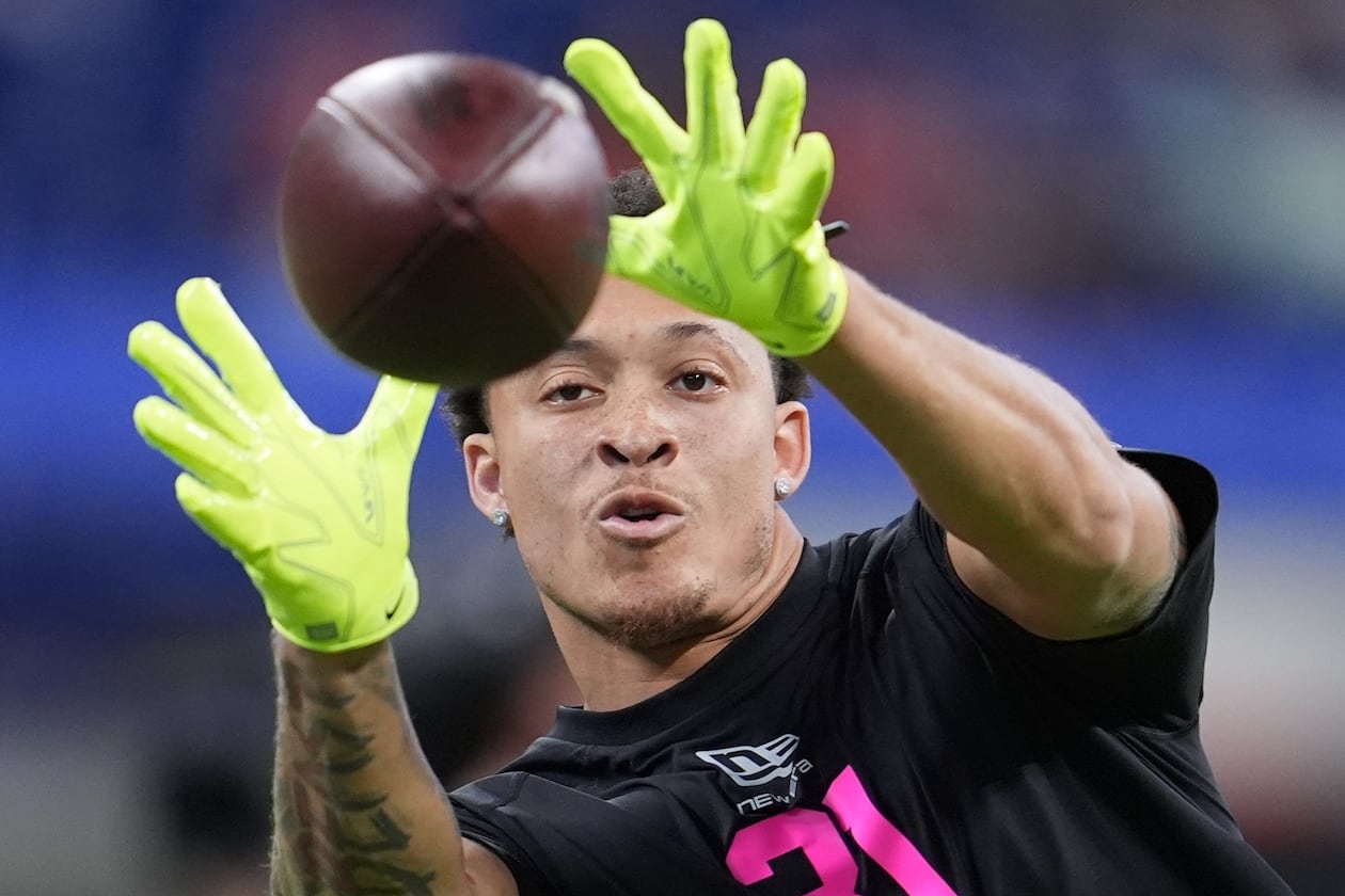 Clemson defensive back Avieon Terrell runs a drill at the NFL combine in Indianapolis on Feb. 27, 2026. (Michael Conroy/AP)