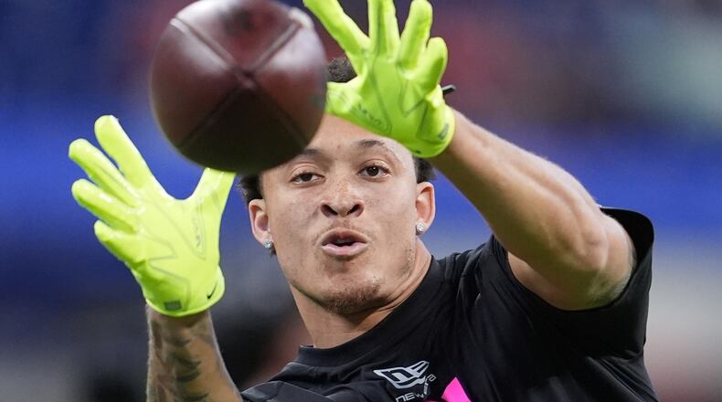 Clemson defensive back Avieon Terrell runs a drill at the NFL combine in Indianapolis on Feb. 27, 2026. (Michael Conroy/AP)