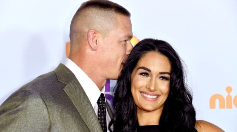 LOS ANGELES, CA - MARCH 11: Host John Cena and Nikki Bella at Nickelodeon's 2017 Kids' Choice Awards at USC Galen Center on March 11, 2017 in Los Angeles, California. (Photo by Frazer Harrison/Getty Images)
