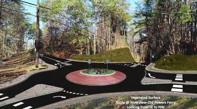 The intersection at Northside Drive at Riverview Road/Old Powers Ferry will be closed beginning May 30 to begin construction of a roundabout. Courtesy City of Sandy Springs