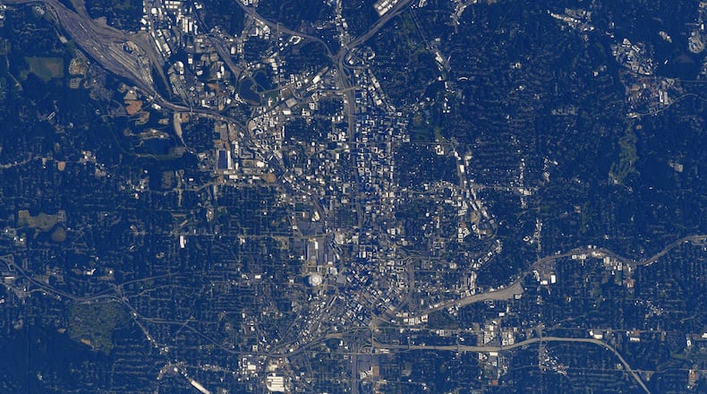 A view of Atlanta from the International Space Station, taken by astronaut Shane Kimbrough.