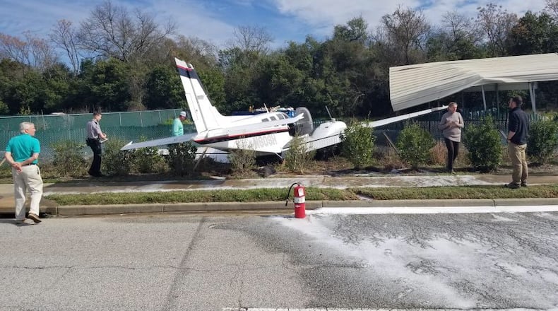 The plane landed in Augusta, but couldn't stop.