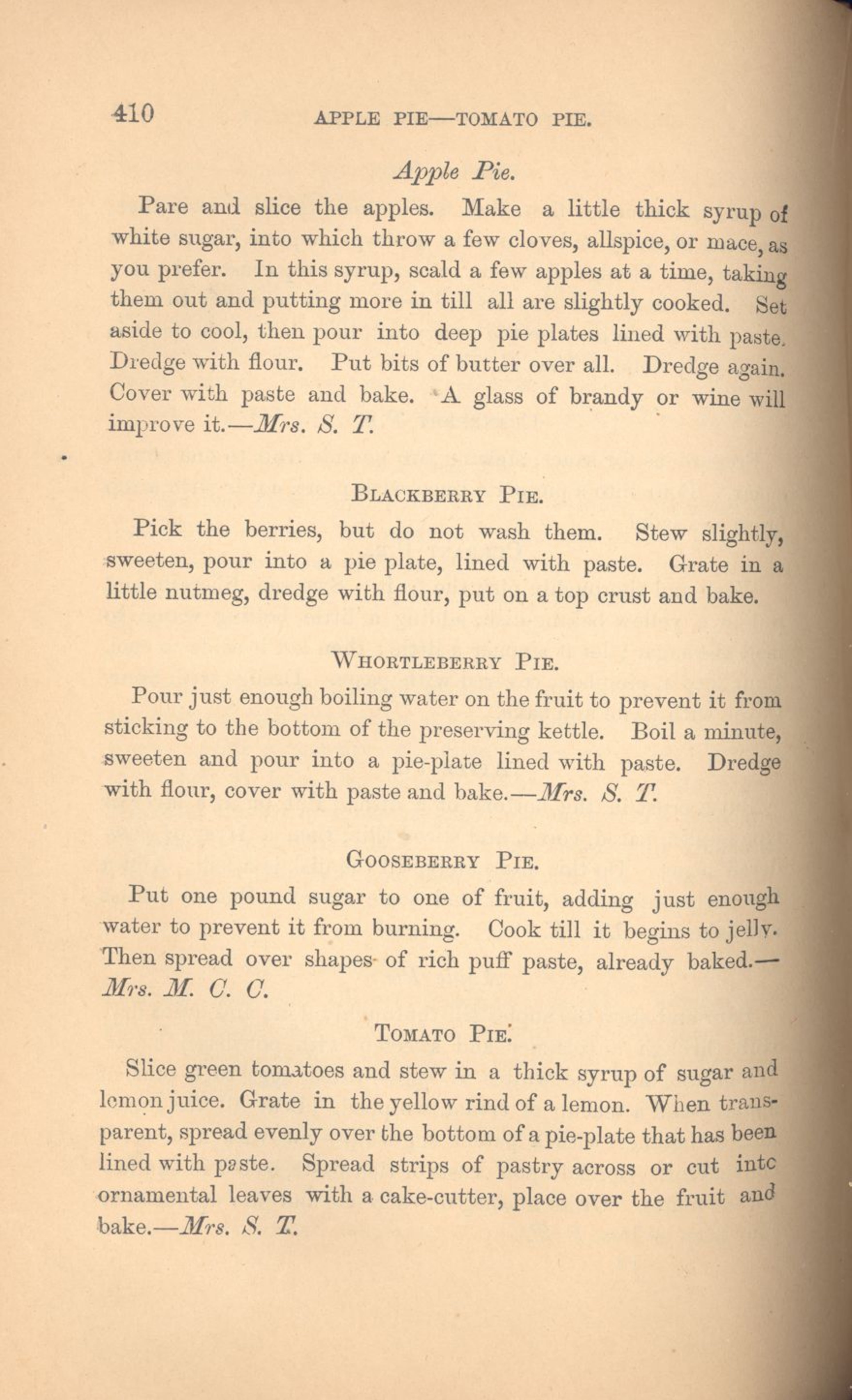 Marion Tyree Tomato Pie from “Housekeeping in Old Virginia” by Marion Cabell Tyree (1878) (Courtesy of KC Hysmith)