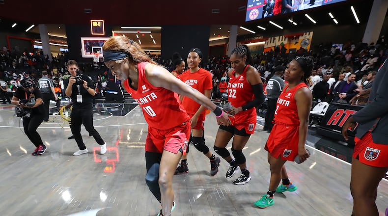 Dream guard Rhyne Howard, the No. 1 overall pick in the WNBA draft, was selected as the WNBA Rookie of the Year on Thursday. (Curtis Compton / Curtis.Compton@ajc.com)