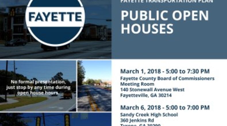Fayette County will hold open house meetings on March 1 and March 6 to discuss transportation issues. Courtesy Town of Tyrone