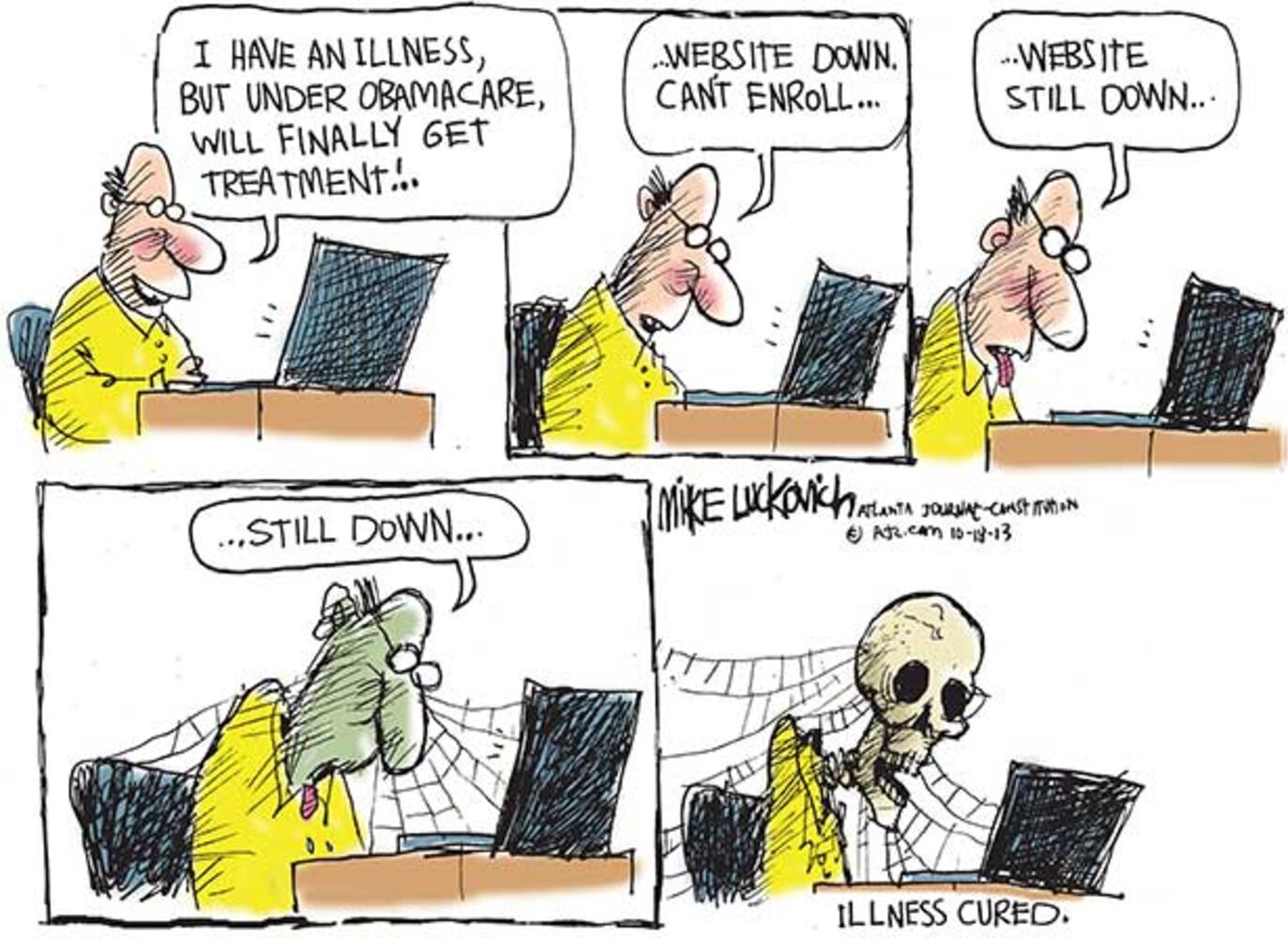 Mike Luckovich: Waiting for Obamacare