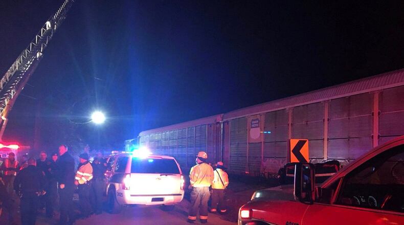 Two Amtrak employees were killed and dozens of passengers were injured early Sunday morning in a train crash near West Columbia, S.C. Photo provided by the Lexington County Sheriff’s Department.
