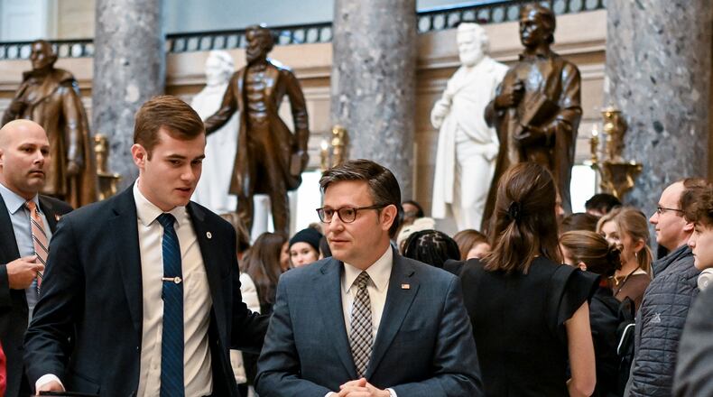 House Speaker Mike Johnson worked with Senate Democratic Leader Chuck Schumer on stopgap legislation that passed Congress on Thursday to avoid a partial federal shutdown. (Kenny Holston/The New York Times)