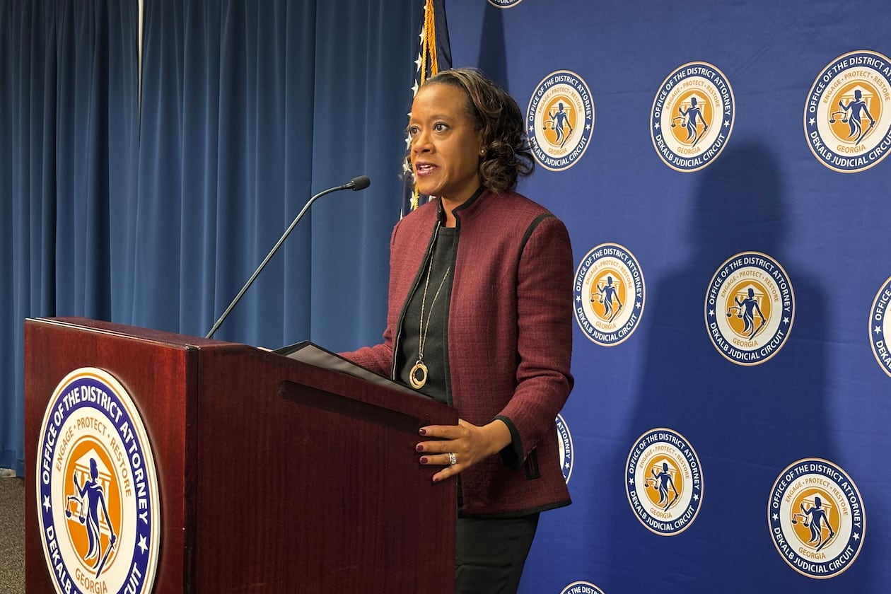 DeKalb County District Attorney Sherry Boston speaks Thursday about the indictment of former Stonecrest mayor Jason Lary. (David Aaro/AJC)